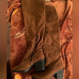 Brown Suede over the knee boots